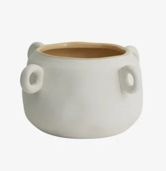 White and beige pot with handles