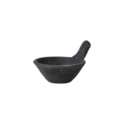 Small decorative terracotta bowl with handle