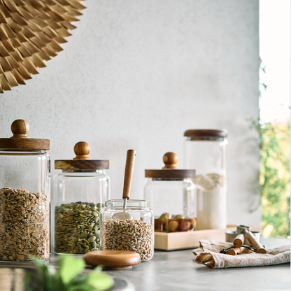 Aeris Glass Storage Jar with Wooden Lid