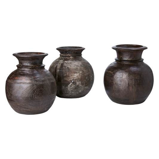 Vesta Brown Wood Vase