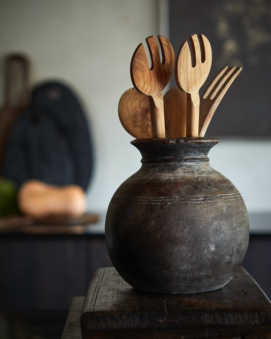 Vesta Brown Wood Vase