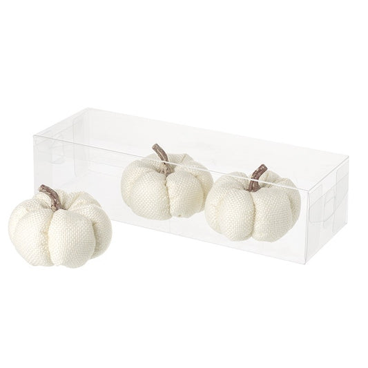 Set of three white linen pumpkins