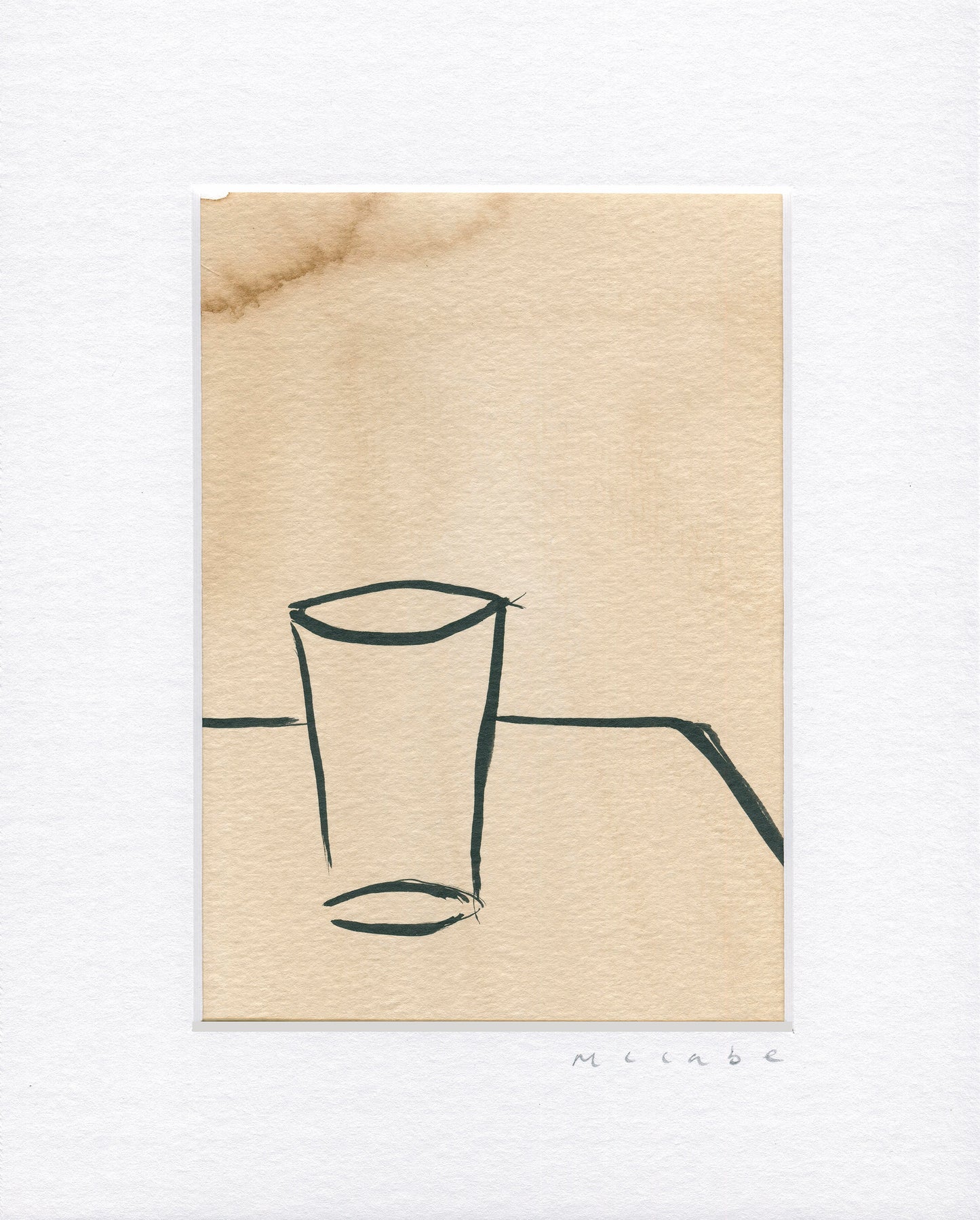 "Un verre d'eau" ink on coffee paper artwork