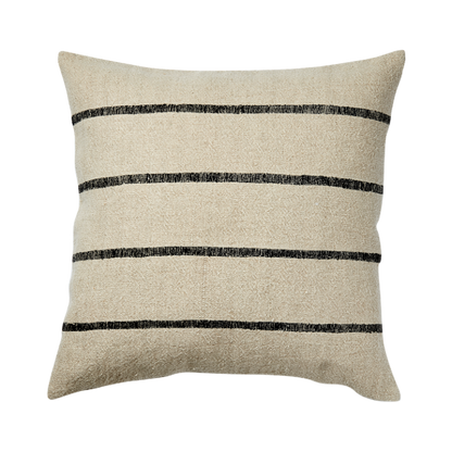 Striped neutral linen cushion, 50x50