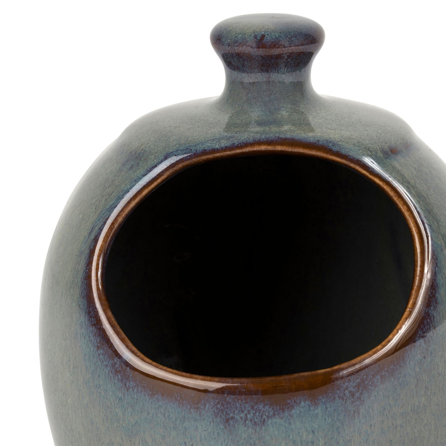 Glazed blue-green ceramic salt cellar