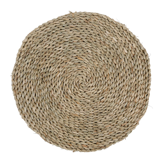 Round woven seagrass placemat