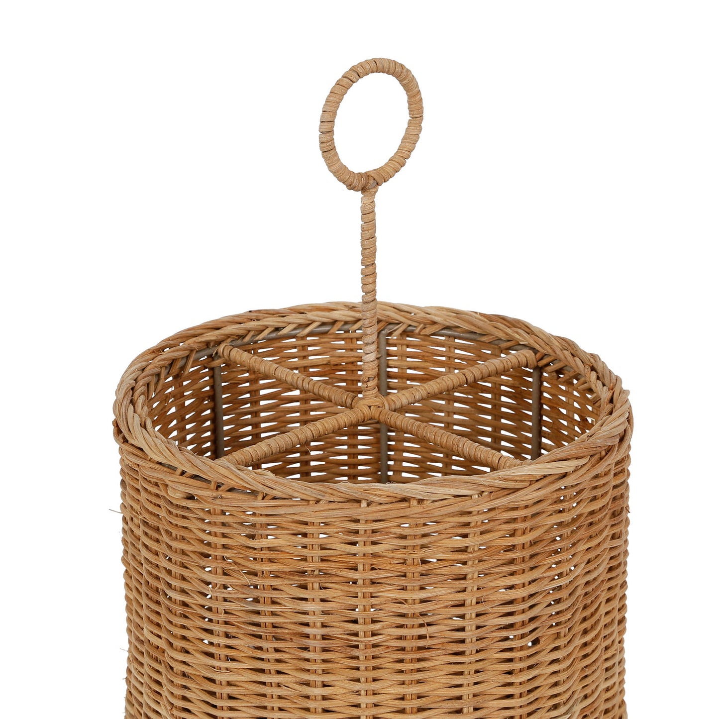 Woven rattan cutlery holder