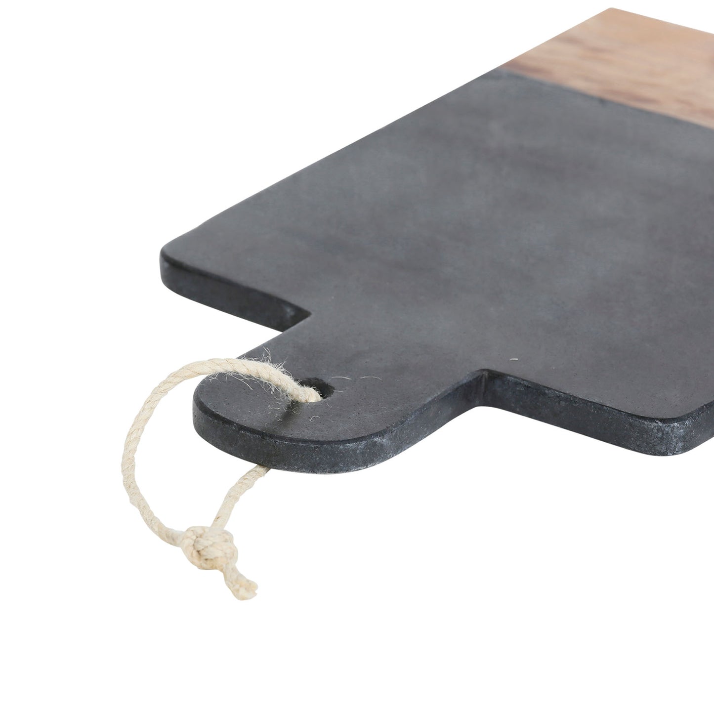Black marble & wood rectangular cutting board with cord