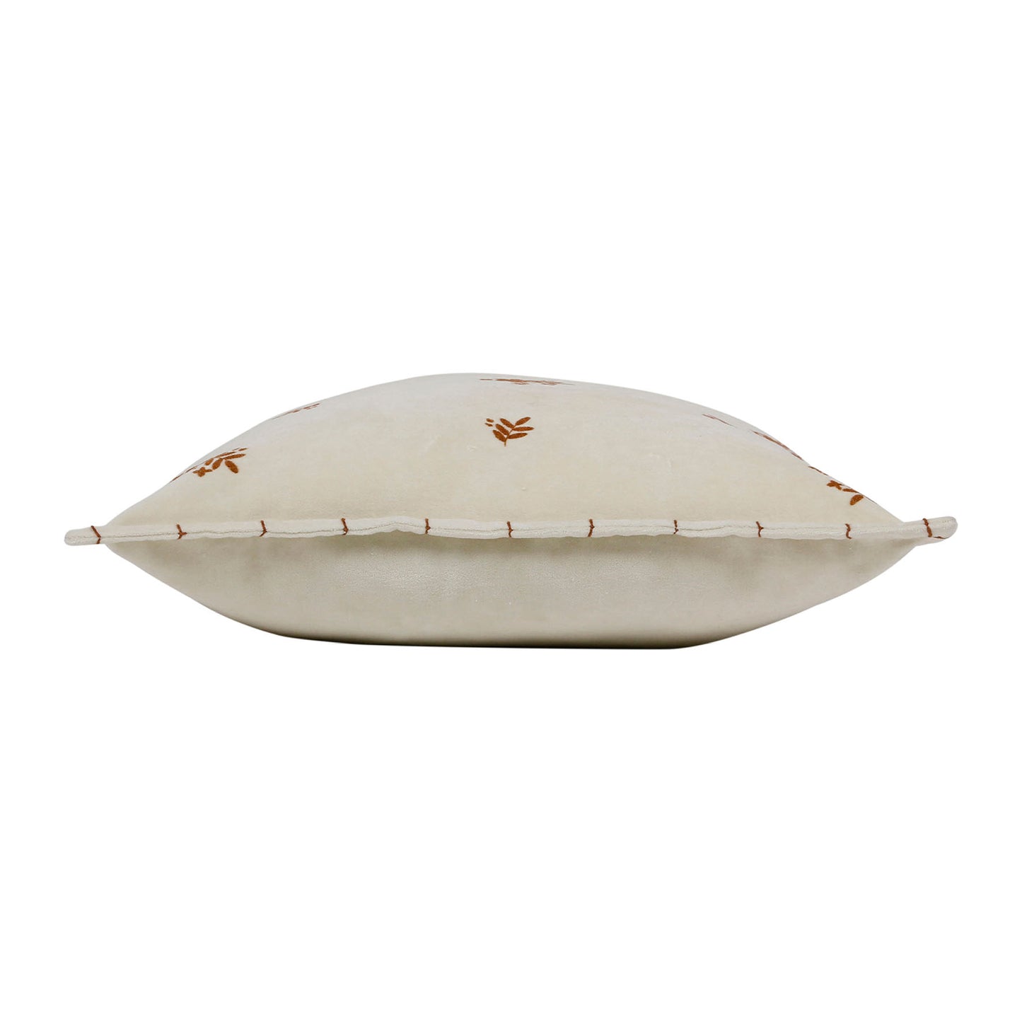 Velvet ivory & terracotta floral cushion, 45x45