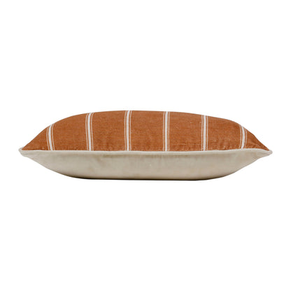 Velvet striped terracotta cushion, 50x30cm