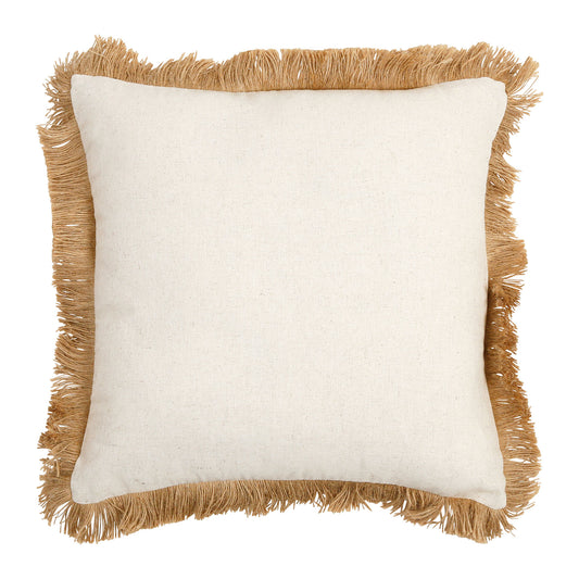 Fringed linen cushion, 45x45cm