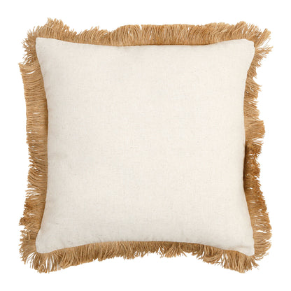 Fringed linen cushion, 45x45cm