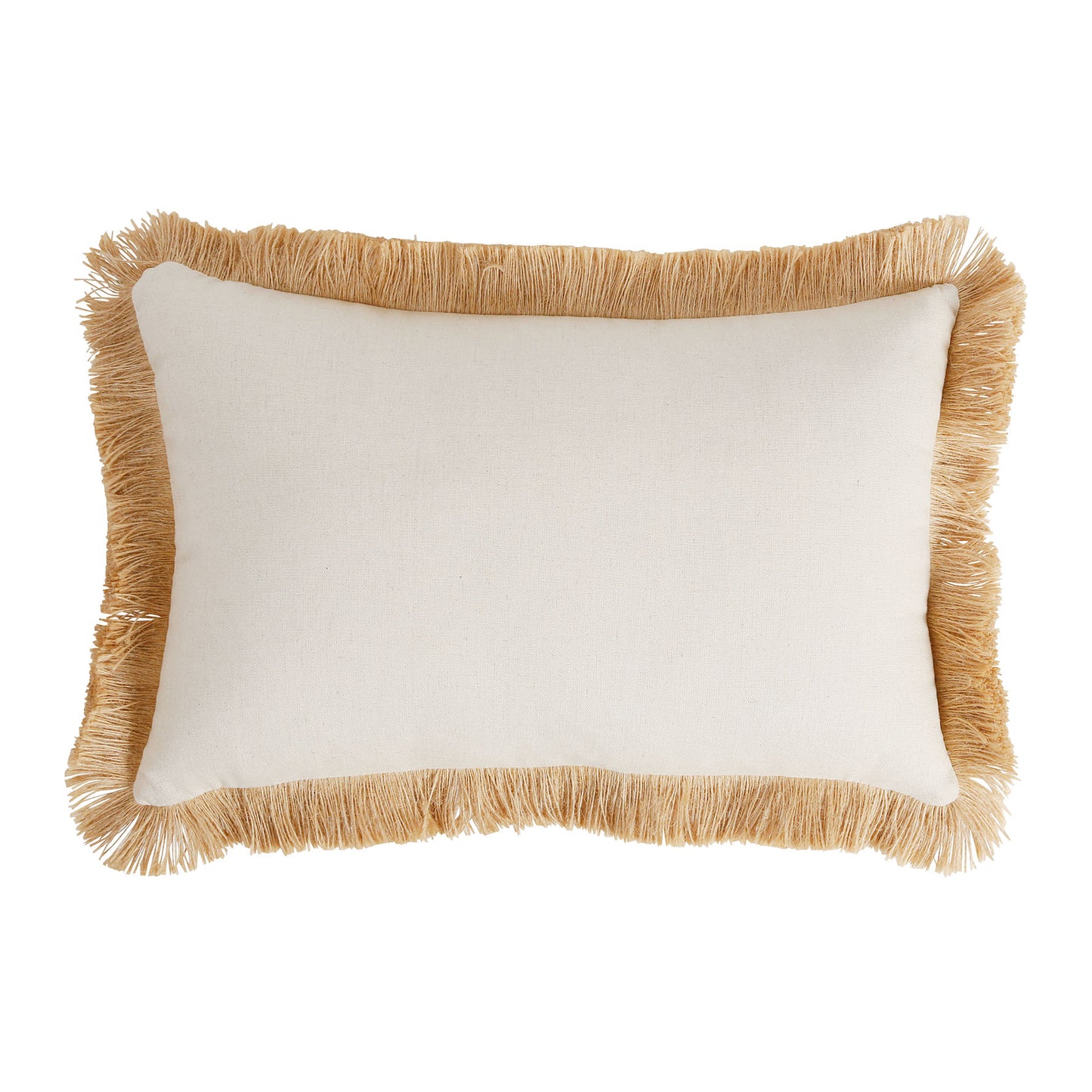 Fringed linen cushion, 50x30cm