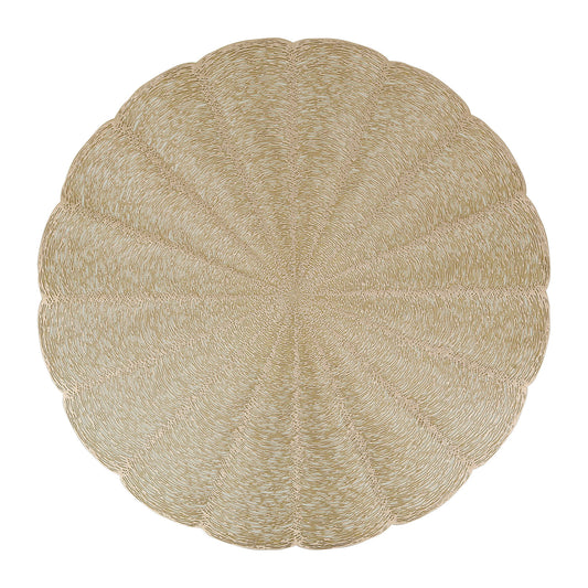 Round scalloped gold placemat