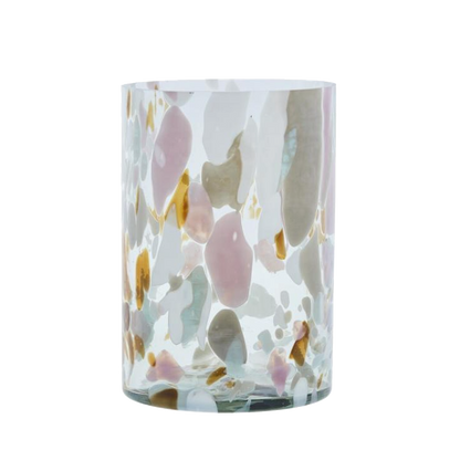 Stained glass hurricane vase, large