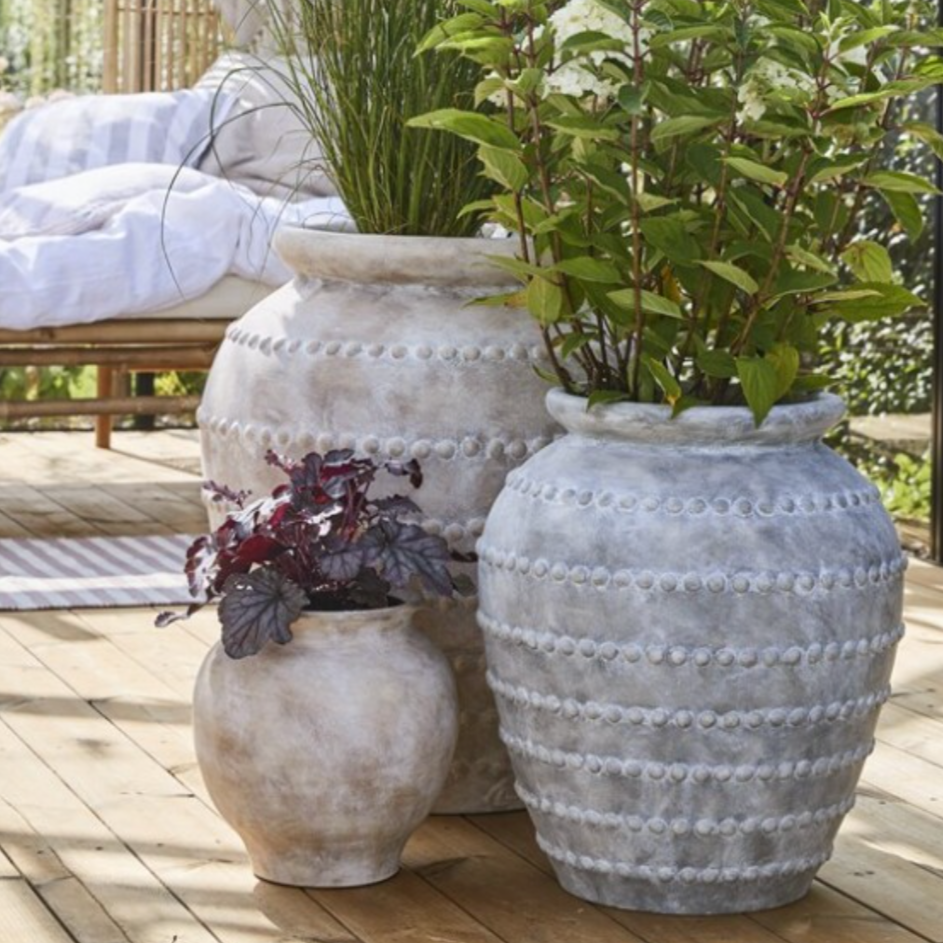 White-washed ceramic planter