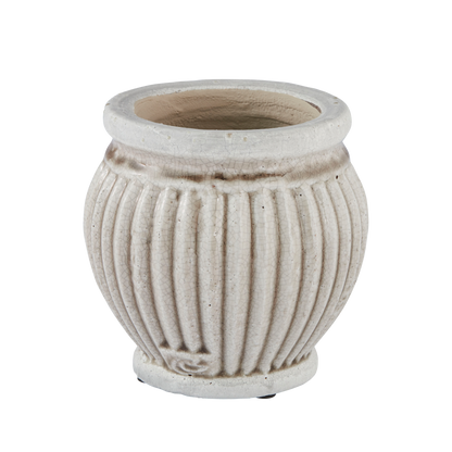 Grecian handcut ceramic planter, grey