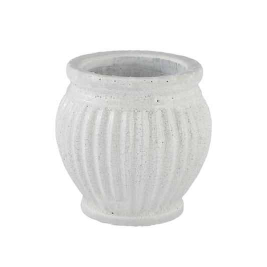 Grecian handcut ceramic planter, white