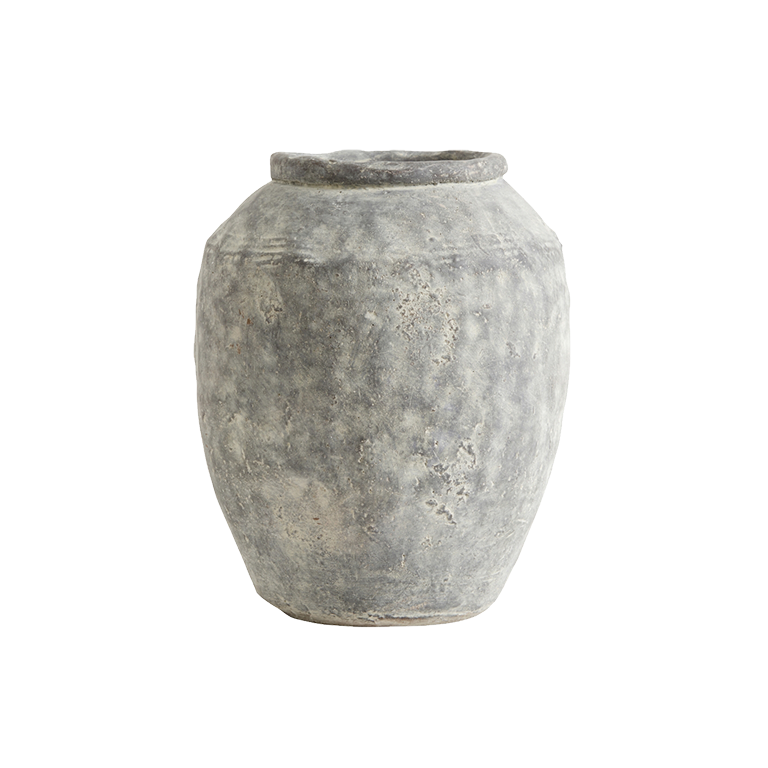 Grey tall raw finish planter, ⌀25 x H33 cm