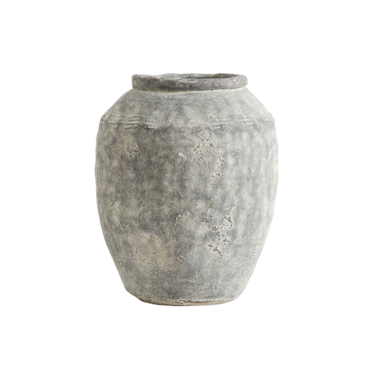 Grey tall raw finish planter, ⌀25 x H33 cm