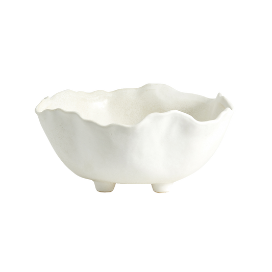 Torn edge white ceramic bowl