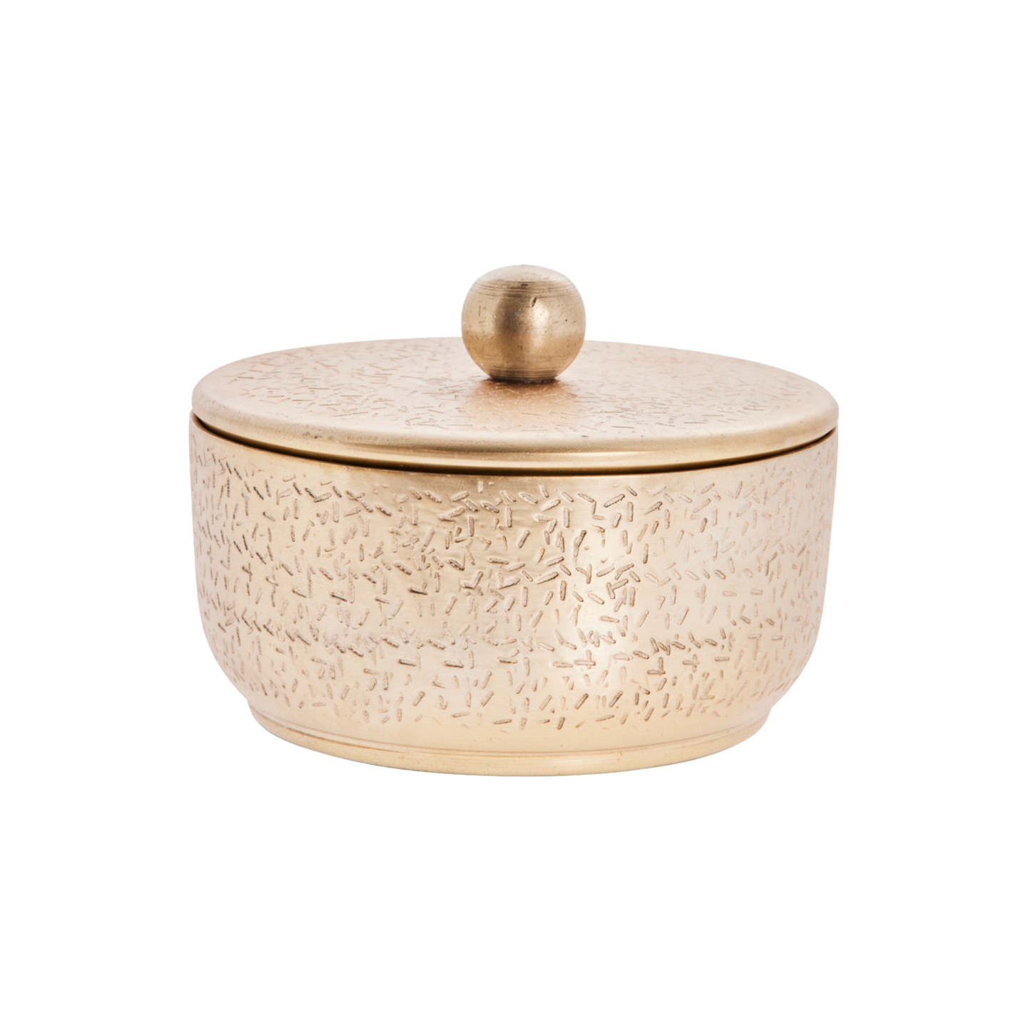 Textured gold jar with lid