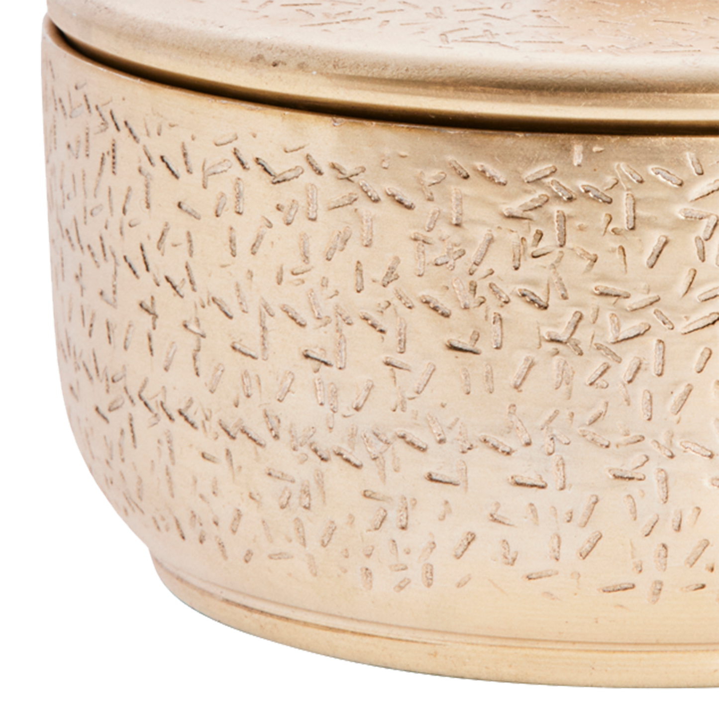Textured gold jar with lid