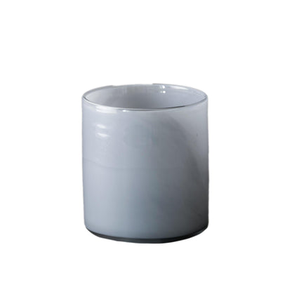 Small blown glass candle holder, ice blue