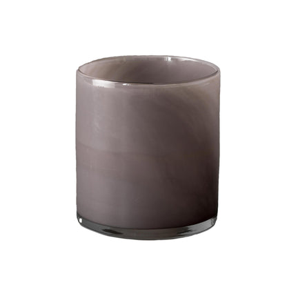 Medium blown glass candle holder, dusky purple