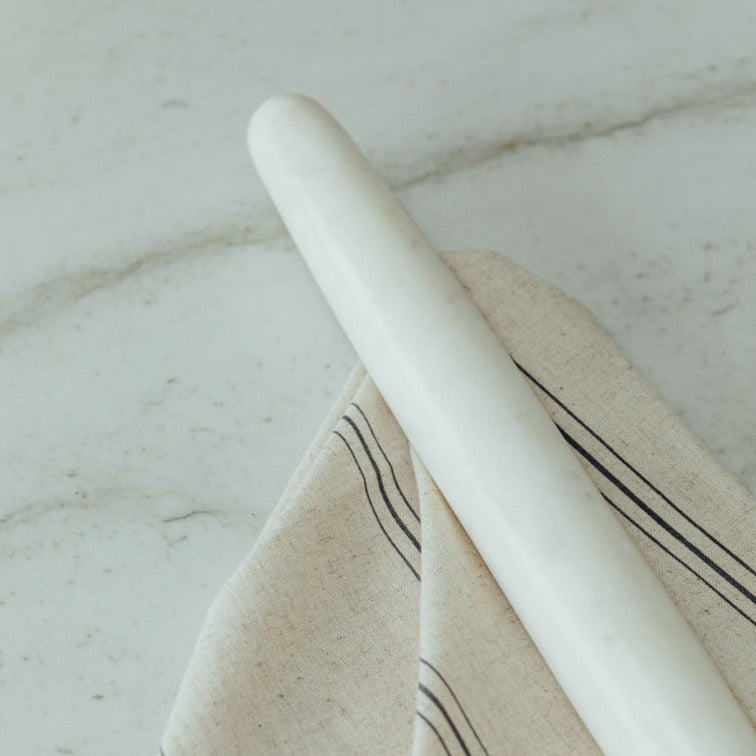 White marble rolling pin