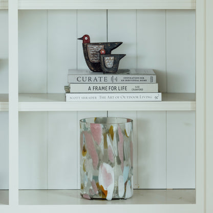 Stained glass hurricane vase, large