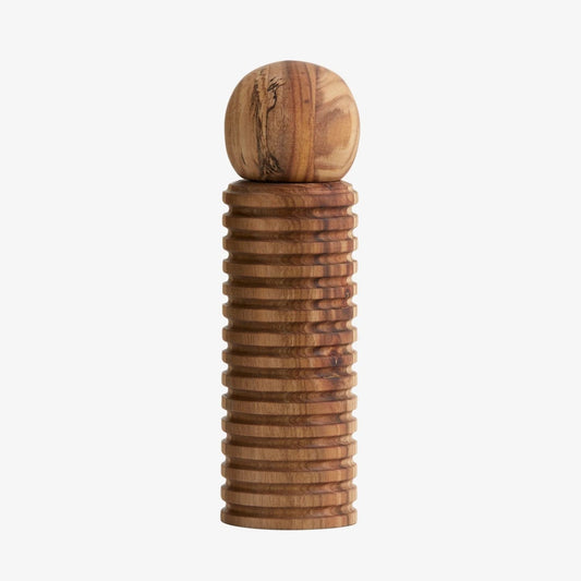 Ribbed wood salt & pepper grinder