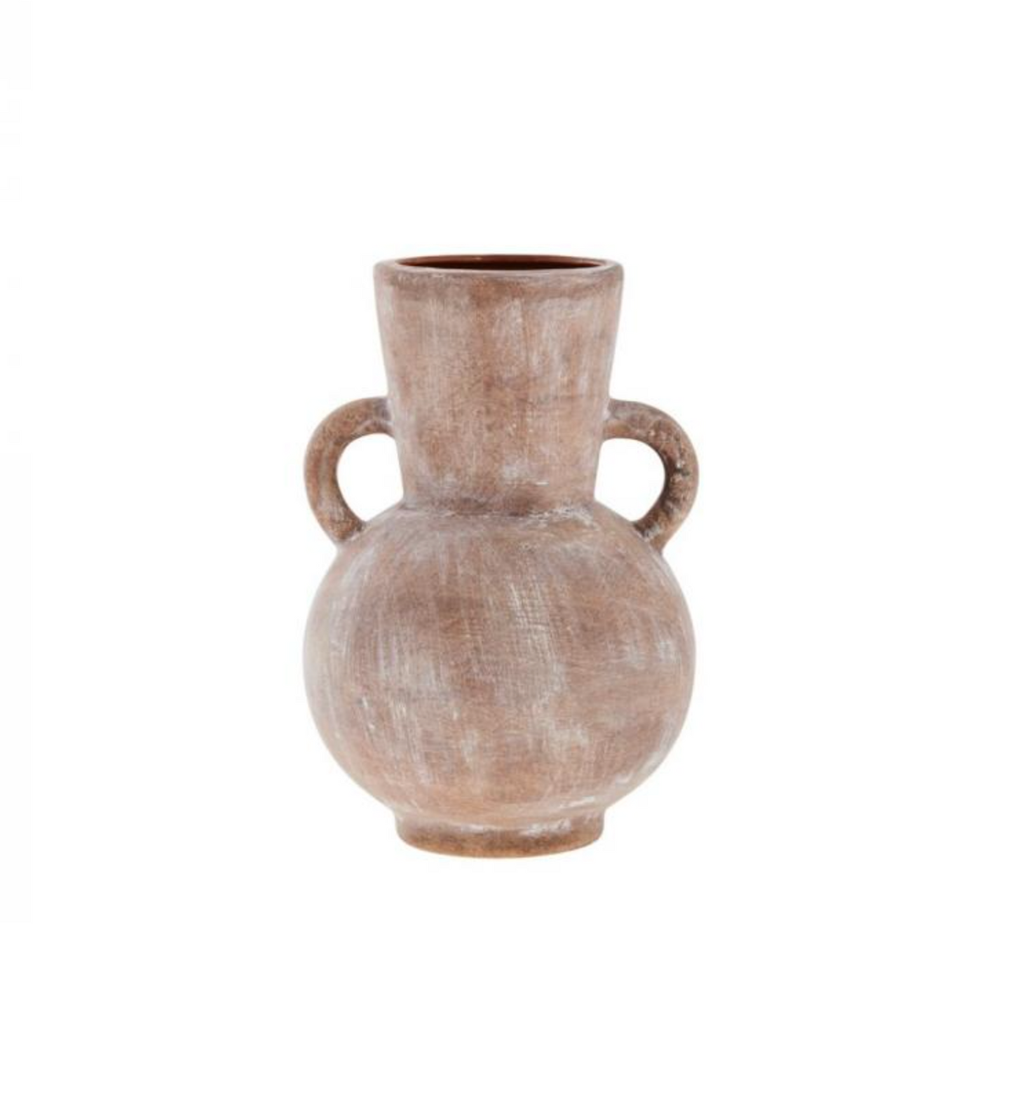 Terracotta decorative vase with handles