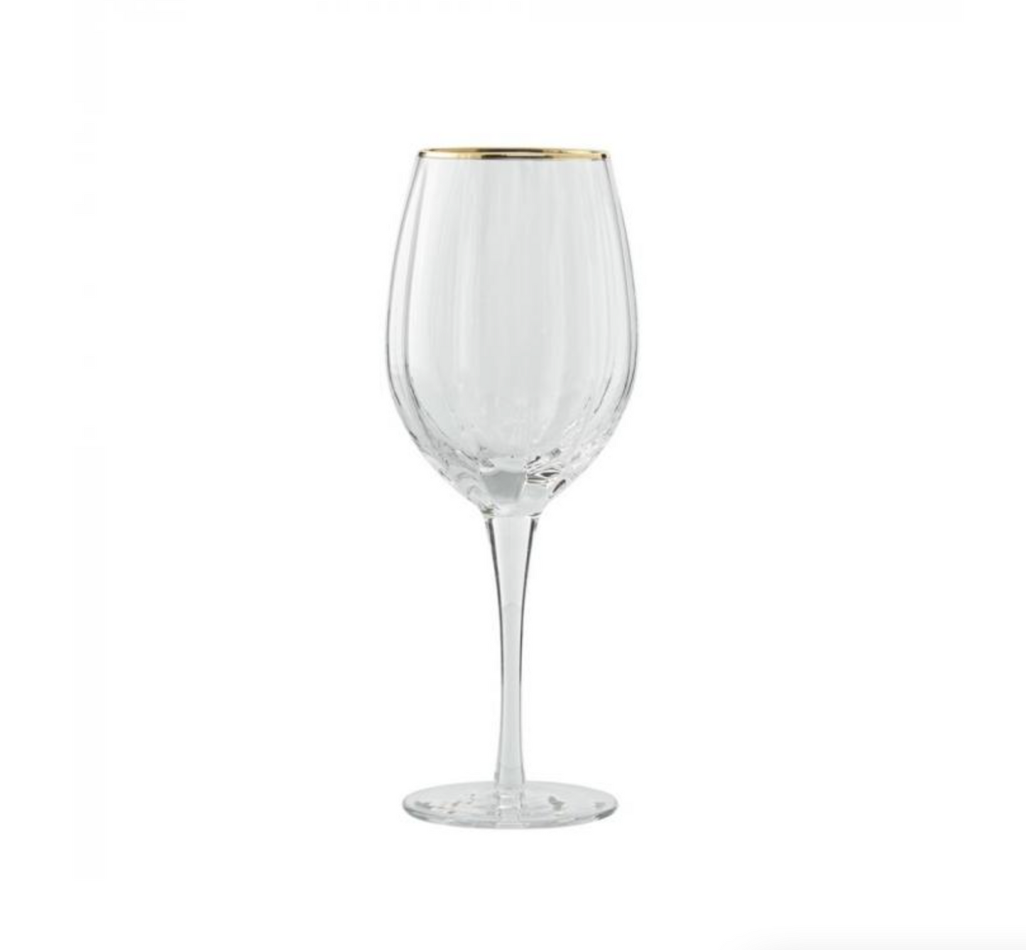 Gold-rimmed white wine glassed