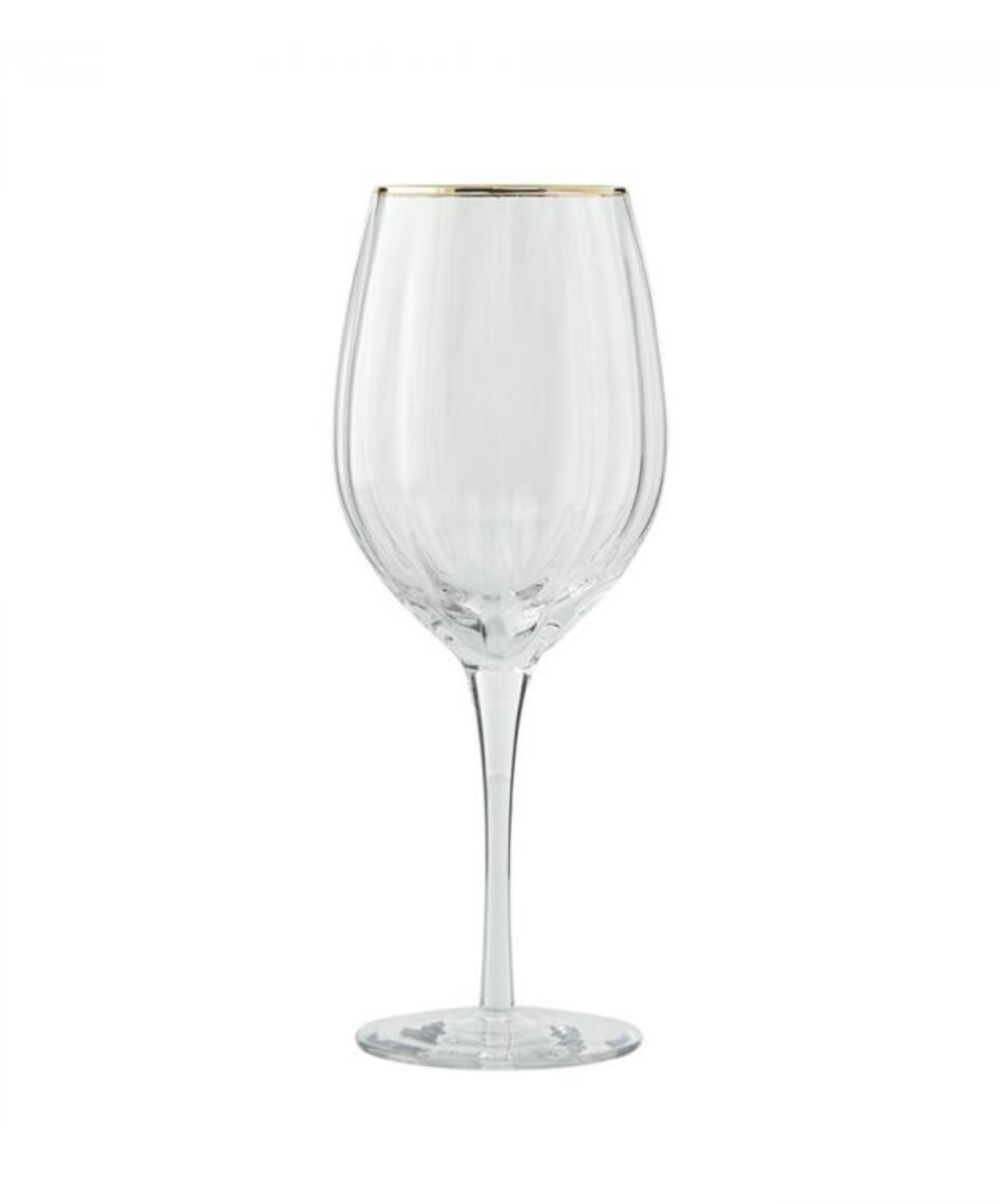 Gold-rimmed red wine glass