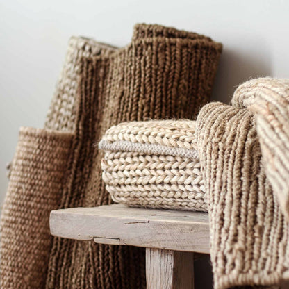 Handwoven hemp rug, 80x150, coffee