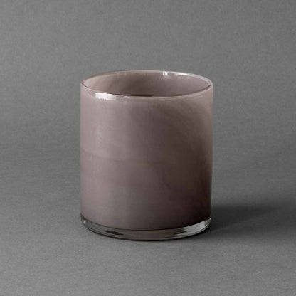 Medium blown glass candle holder, dusky purple