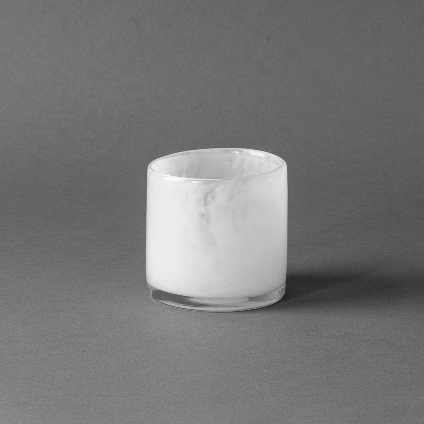 Small blown glass candle holder, pearl