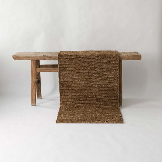 Handwoven hemp rug, 80x150, coffee