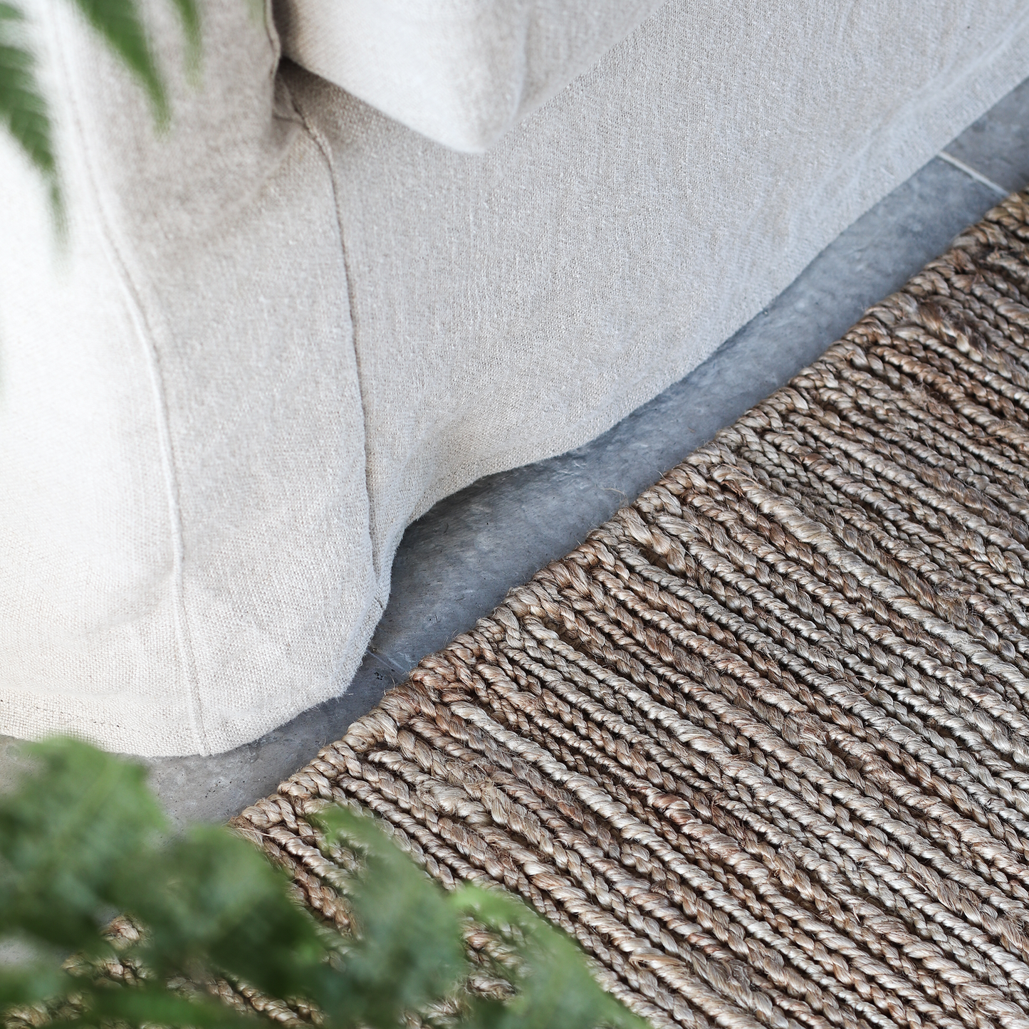 Handwoven hemp rug, 80x150, natural